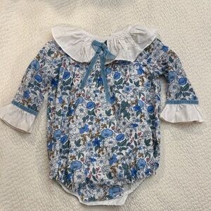 Pukatuka Floral Baby Romper with Blue Accents